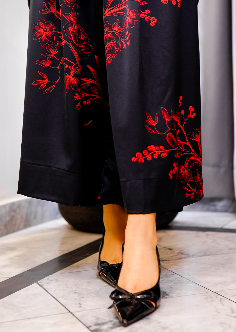 Crimson Night Silk Co-ord Set