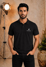 Mens Premium Cotton Pique Black Polo