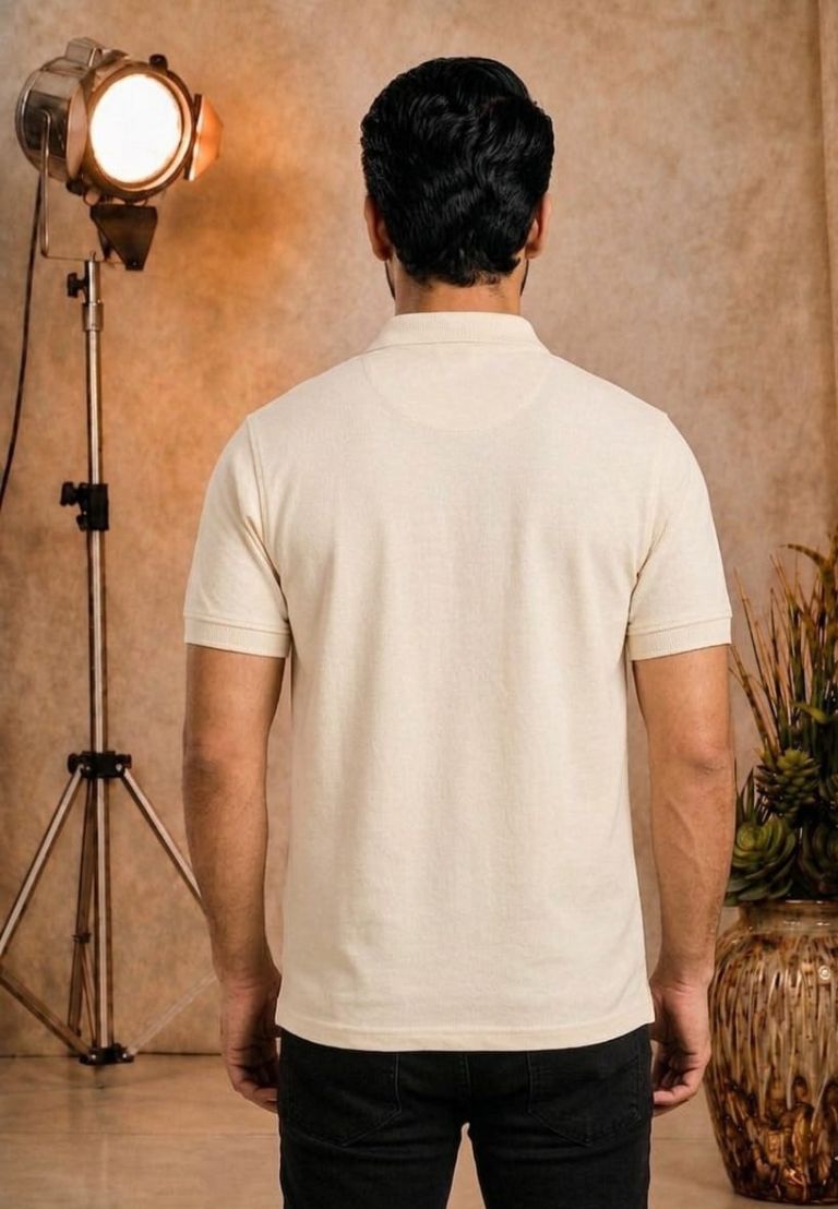 Mens Premium Cotton Pique Cream Polo