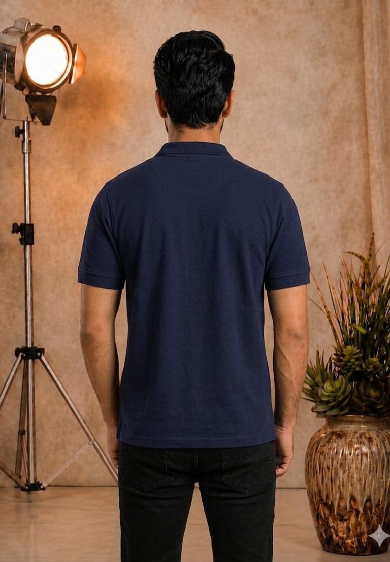 Mens Premium Cotton Pique Melange Blue Polo
