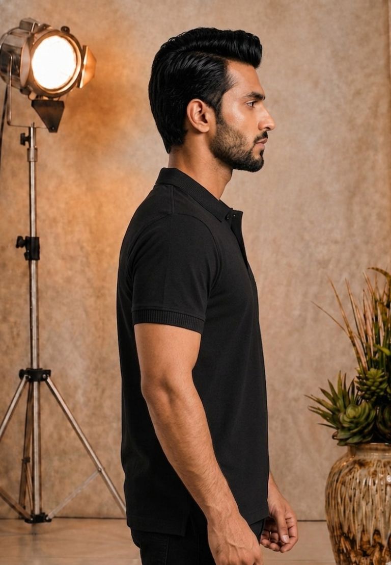 Mens Premium Cotton Pique Black Polo