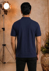 Mens Premium Cotton Pique Navy Polo