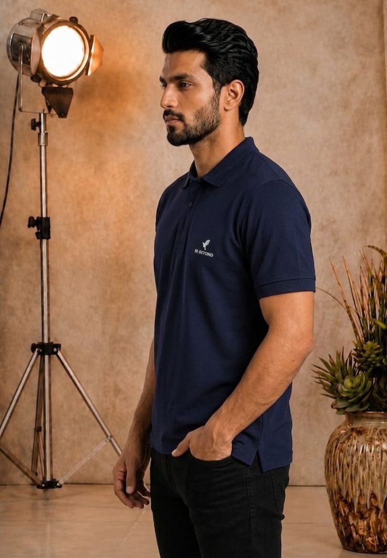 Mens Premium Cotton Pique Navy Polo