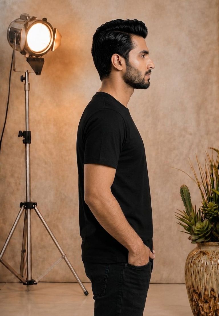Mens Printed Cotton Tshirt Black