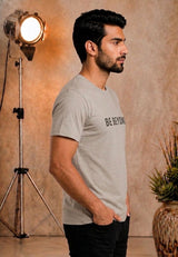 Mens Printed Cotton Tshirt Melange Grey