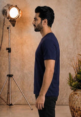 Mens Printed Cotton Tshirt Navy