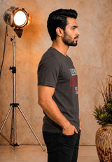 Mens Printed Cotton Tshirt Teal Grey