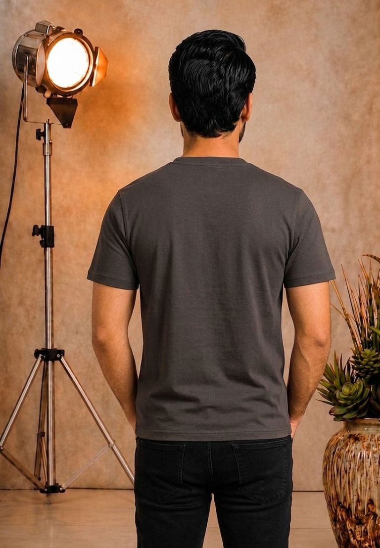 Mens Printed Cotton Tshirt Teal Grey