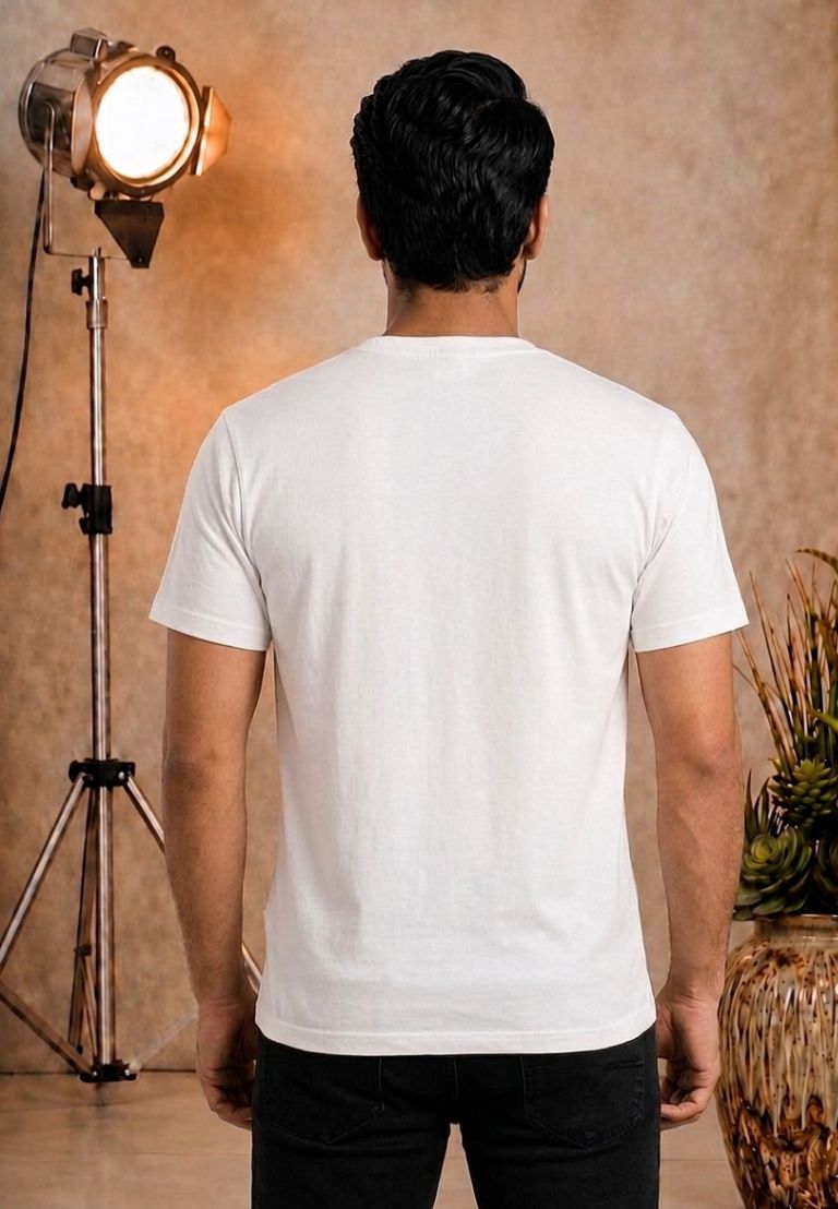 Mens Printed Cotton Tshirt White