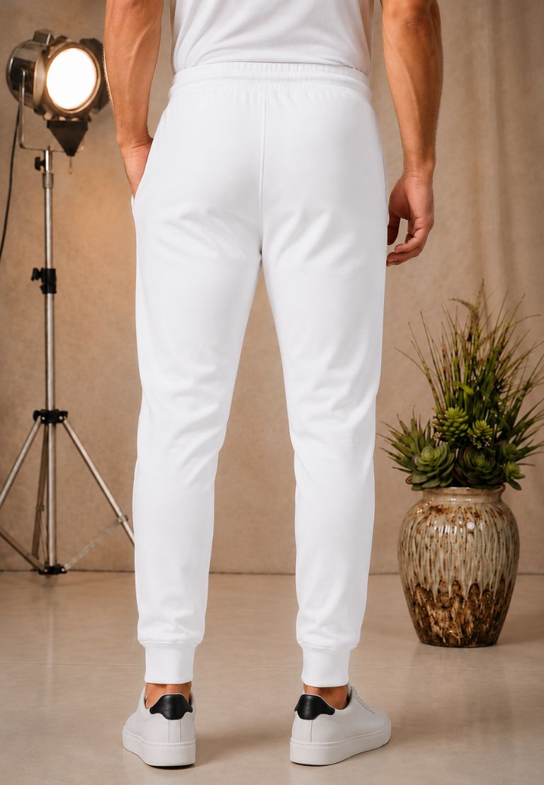 Mens Signature Jersey Jogger Trouser White