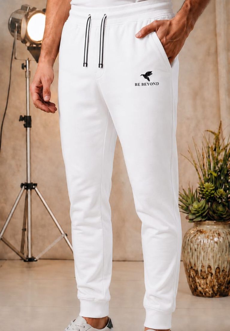Mens Signature Jersey Jogger Trouser White