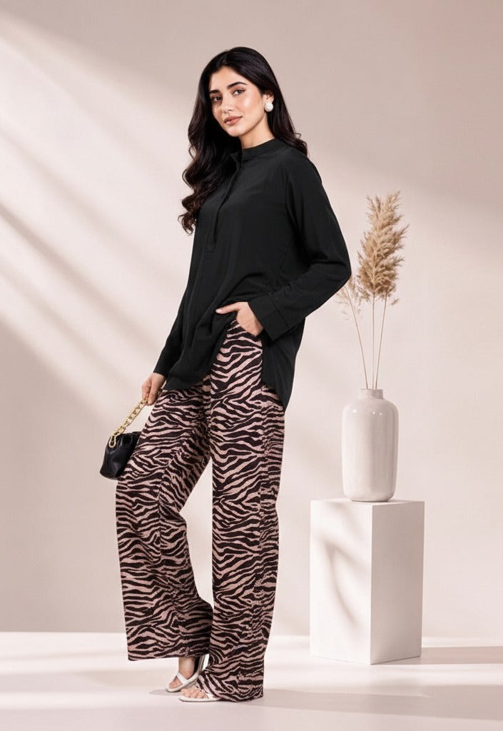 Zebra-Chic Silk Co-Ord Set